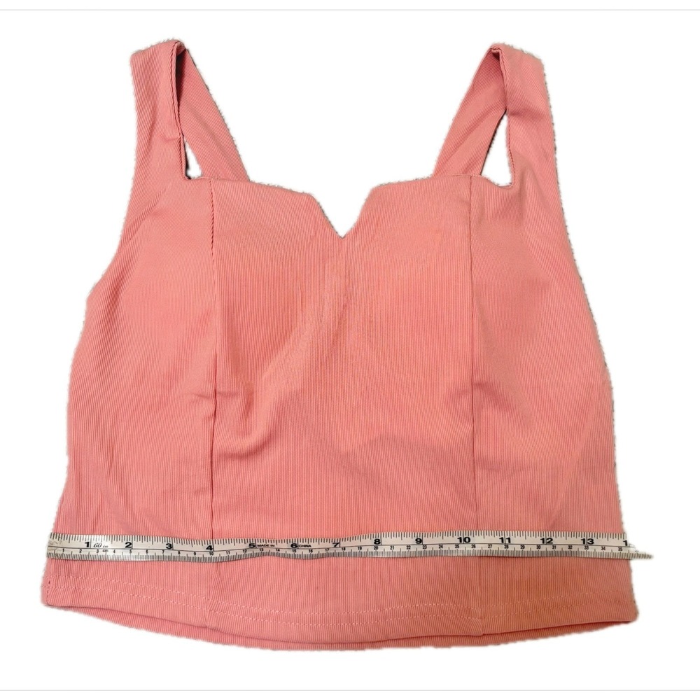 YeeLy Pink Ribbed Crop Top Notched Neckline Sleeveless BL-M337 Size S/M - Picture 2 of 5